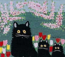 Maude Lewis "Three Black Cats" cross-stitch kit
